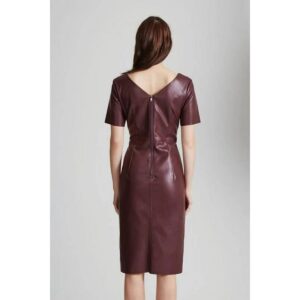 Leather Dress For Women's 100% Real Genuine Lambskin Leather Dress Ladies Dress Cocktail Dress Party Dress - Image 4