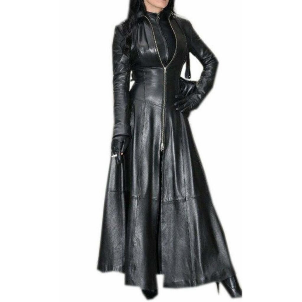 Women's Real Leather Long Dress Black Gown Mistress Leather Gothic Suit Coat New Women Leather Dress - Zafy Leather Women's Real Leather Long Dress Black Gown Mistress Leather Gothic Suit Coat New Women Leather Dress - Zafy Leather