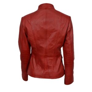 Red Leather Jacket For Women's 100% Real Lambskin Leather Jacket Military Stylish Leather Jacket For Women - Image 4