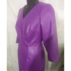 Women's Leather Purple Dress Real Lambskin Slim Fit Leather Dress Women Leather Dresses - Image 4