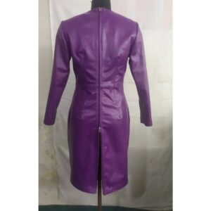 Women's Leather Purple Dress Real Lambskin Slim Fit Leather Dress Women Leather Dresses - Image 5
