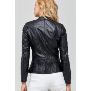 Black Leather Jacket For Women's Genuine Lambskin Leather Jacket Slim Fit Black Coat Jacket - Image 4