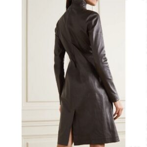 Luxury Black Leather For Women's Real Soft Lambskin High Quality Premium High Neck Dress Womoen Dresses - Image 2