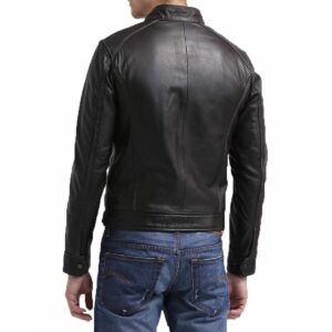 Men's Leather Jacket Real Lambskin Black Leather Motorcycle Jacket - Image 2