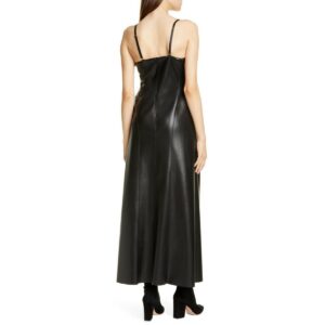 Women's Leather Dress Sleeveless Classic Paneled Leather Long Dress Pure Sheepskin Women Leather Dresses - Image 3