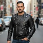 Cafe Racer Black Biker Leather Jacket for Men