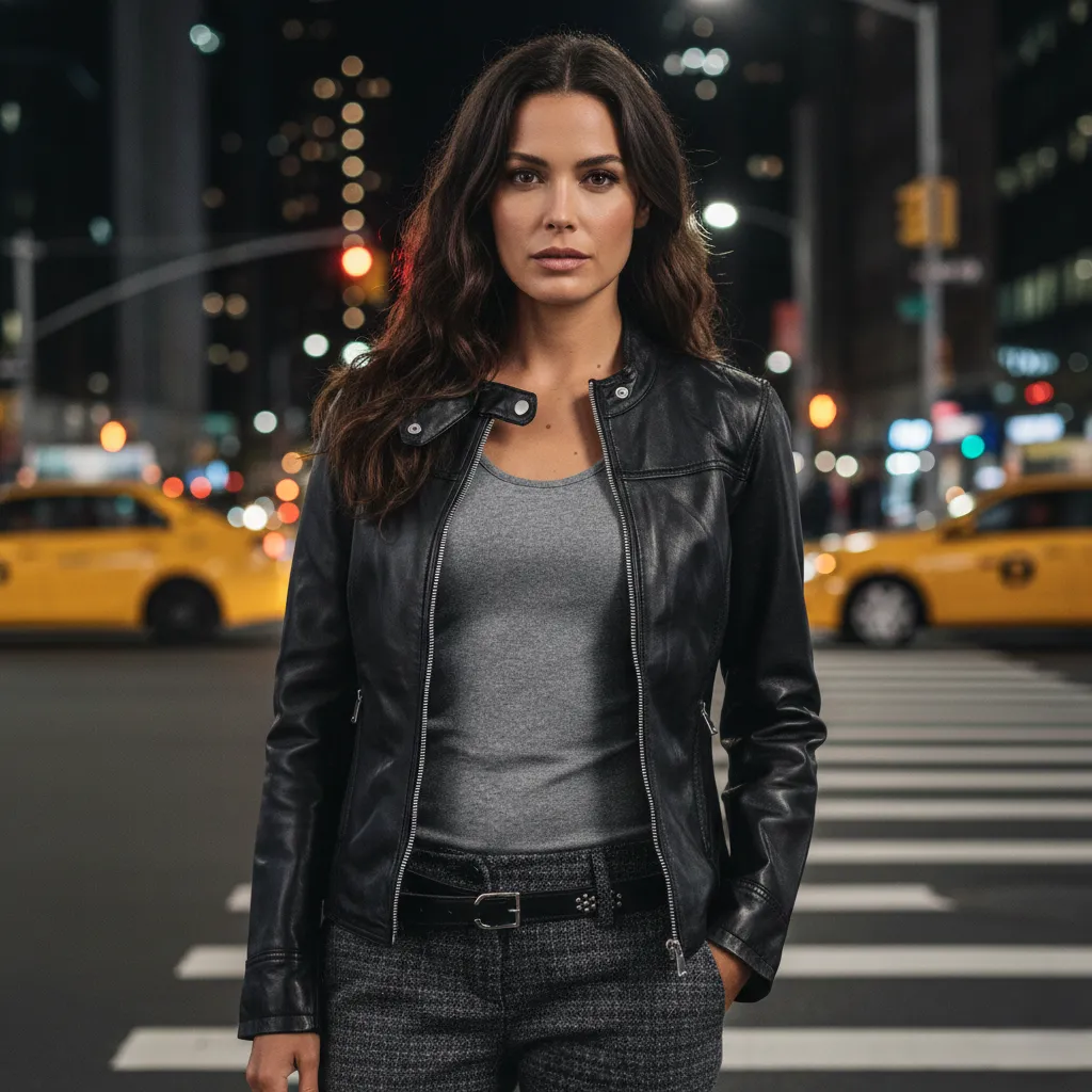 Classic Black Leather Jacket for Women