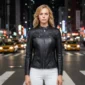 Slim Fit Black Leather Jacket For Women