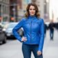 Slim Fit Designer Blue Biker Leather Jacket for Women