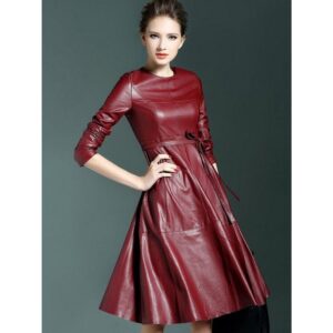 Women's Leather Dress Real Lambskin Leather Dress Designer Dress Women Leather Dress - Image 1