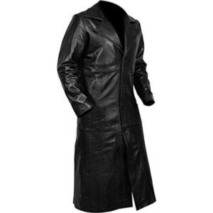 Men's Black Leather Long Coat 100% Pure Soft Lambskin Leather Coat Men Full Lenght Coat - Image 1