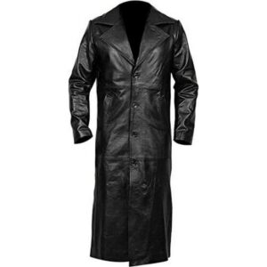 Men's Black Leather Long Coat 100% Pure Soft Lambskin Leather Coat Men Full Lenght Coat - Image 4