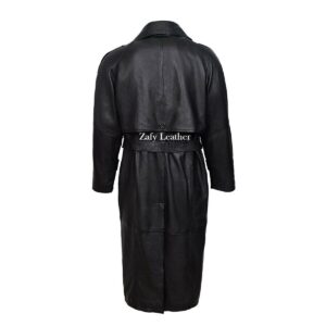 Men's Military OVERCOAT Real Lambskin Leather Trench Coat Men Black Full Lenght Trench Coat Men's Leather Coat - Image 2