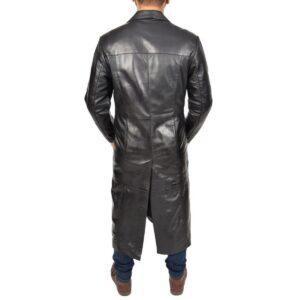 Authentic Luxury Men's Black Full Lenght Long Coat Real Lambskin Classic Wear Full Lenght Overcoat Men Leather Coat - Image 8