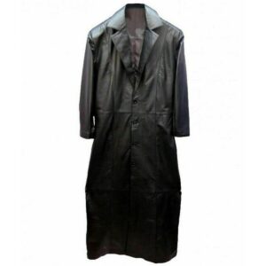 Men's Undertaker Leather Trench Long Coat 100% Soft Lambskin Leather Full Lenght Coat Celebrity Coat - Image 2