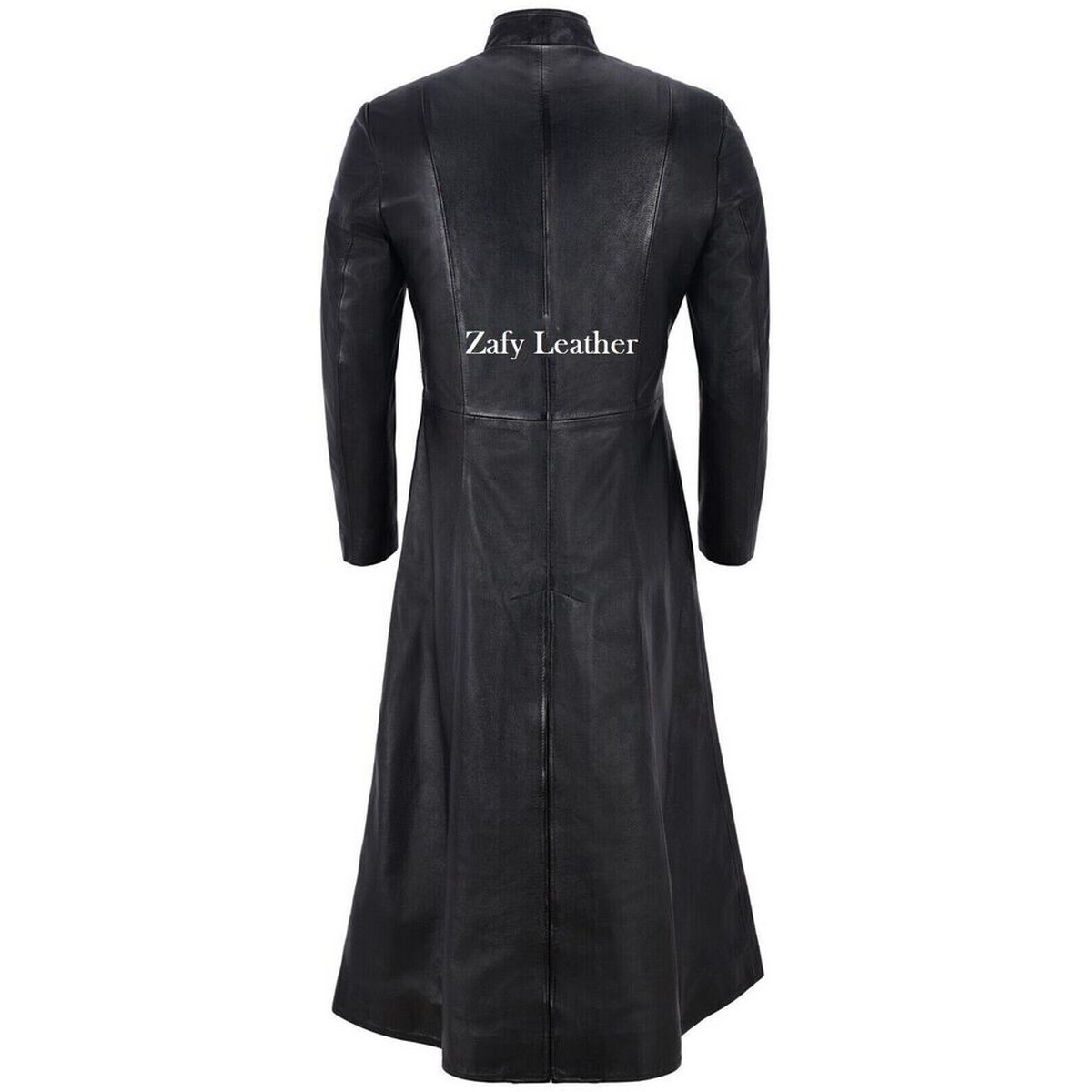 Men's Black MATRIX Full-Length Coat Pure Lambskin Leather Long Trench ...