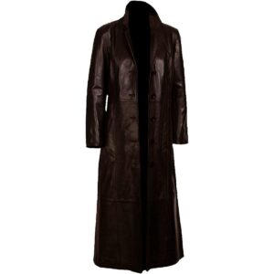 Men's Brown Leather Long Coat 100% Genuine Leather Trench Coat Full Length Coat Men Leather Coat - Image 1