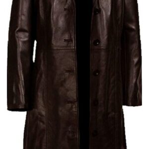 Men's Brown Leather Long Coat 100% Genuine Leather Trench Coat Full Length Coat Men Leather Coat - Image 3