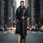 Black Leather Trench Coat for Men Black Leather Trench Coat for Men