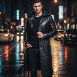 Classic Hooded Black Trench Coat for Men
