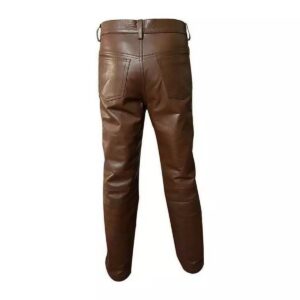 Men's Brown Leather Pant Slim Fit Biker Lambskin Leather Pant Custom Made - Image 5