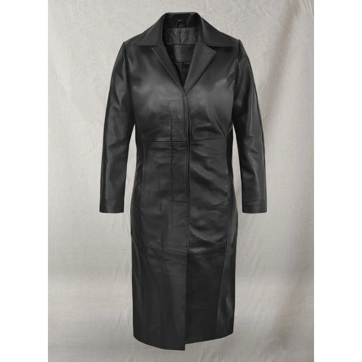 Black Leather Trench Coat for Women