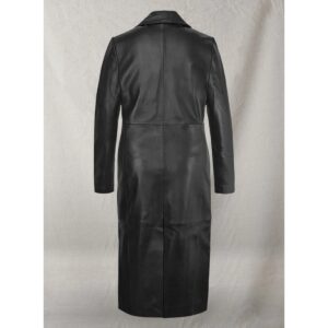 Black Leather Trench Coat for Women