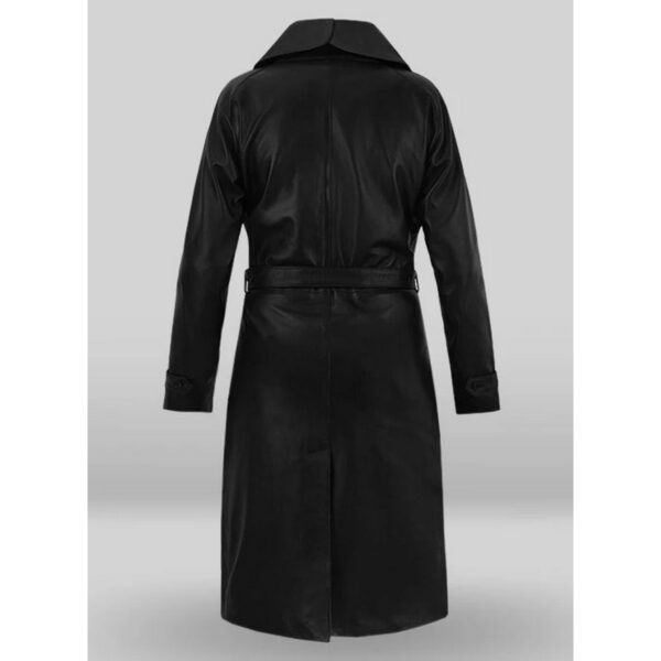 Black Leather Trench Coat for Women