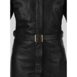 Black Leather Trench Coat for Women