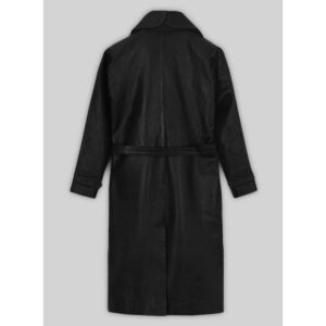 Black Leather Trench Coat for Women