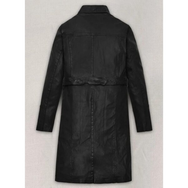 Black Leather Trench Coat for Women