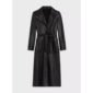 Black Leather Trench Coat for Women