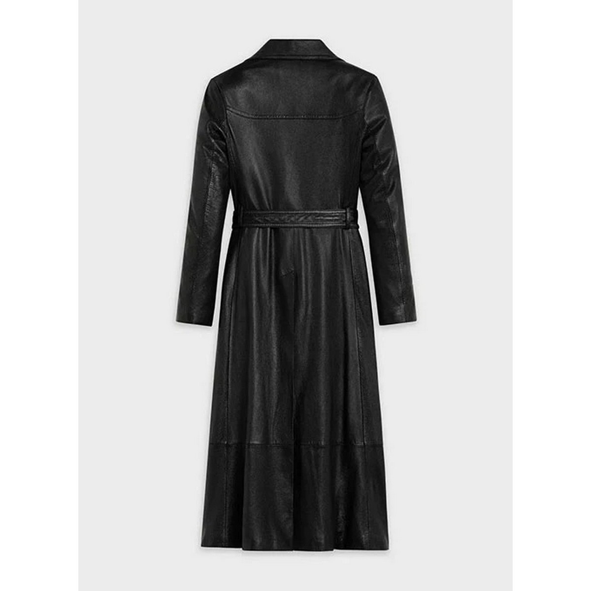 Black Leather Trench Coat for Women