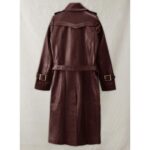 Burgundy Leather Trench Coat for Women