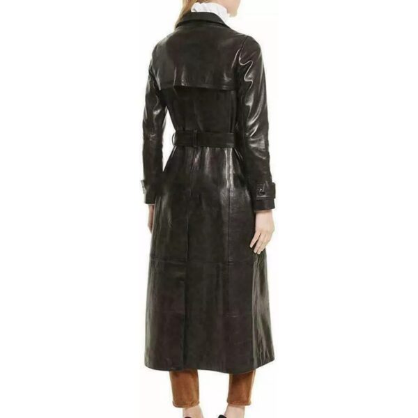 Black Leather Trench Coat for Women