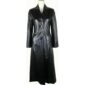Black Leather Trench Coat for Women