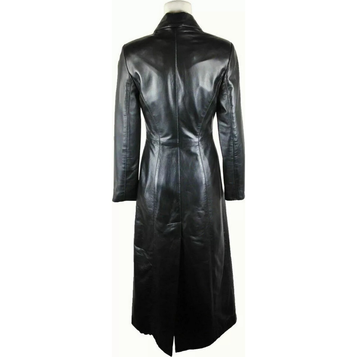 Black Leather Trench Coat for Women