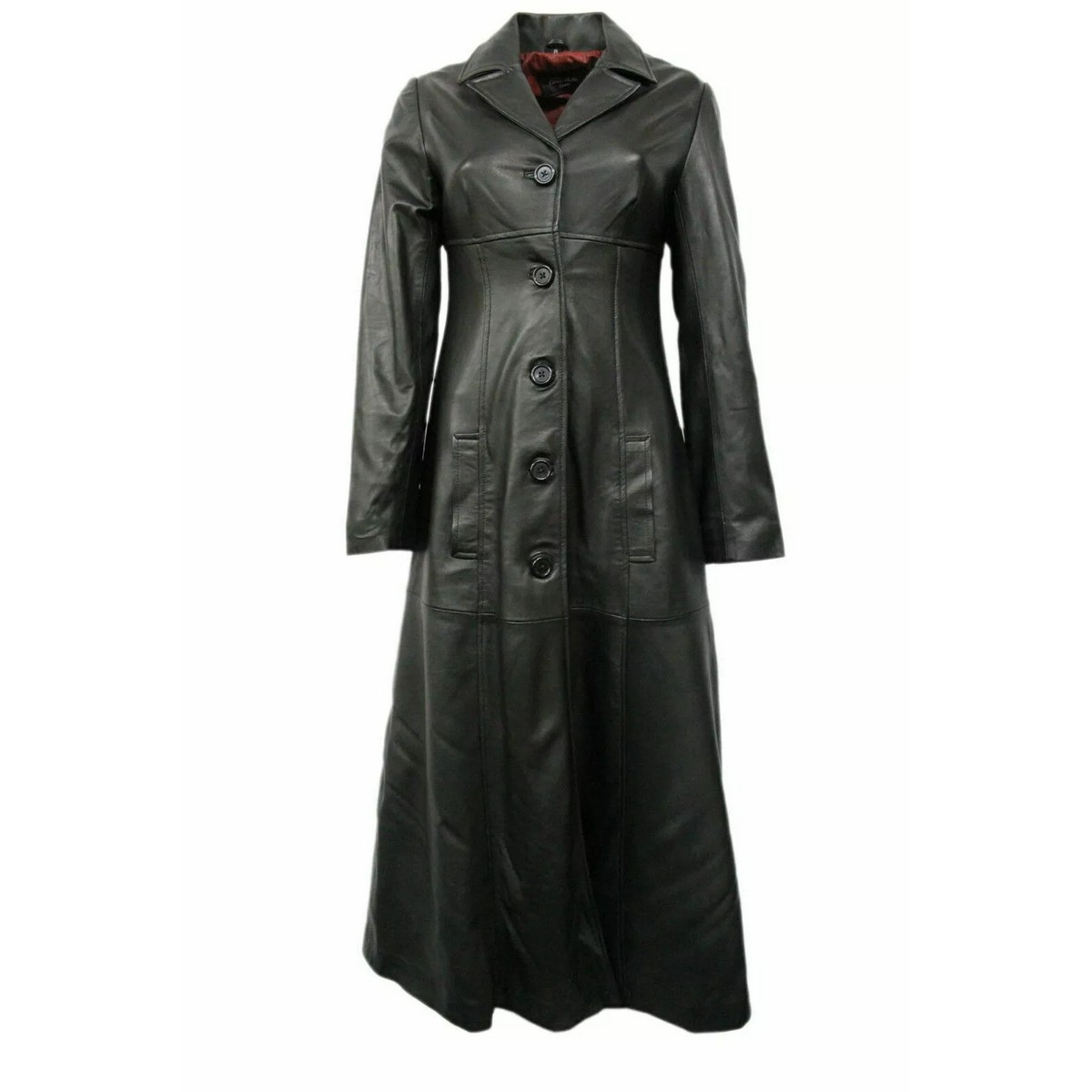 Black Leather Trench Coat for Women