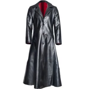 Black Leather Trench Coat for Women