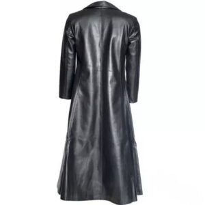 Black Leather Trench Coat for Women