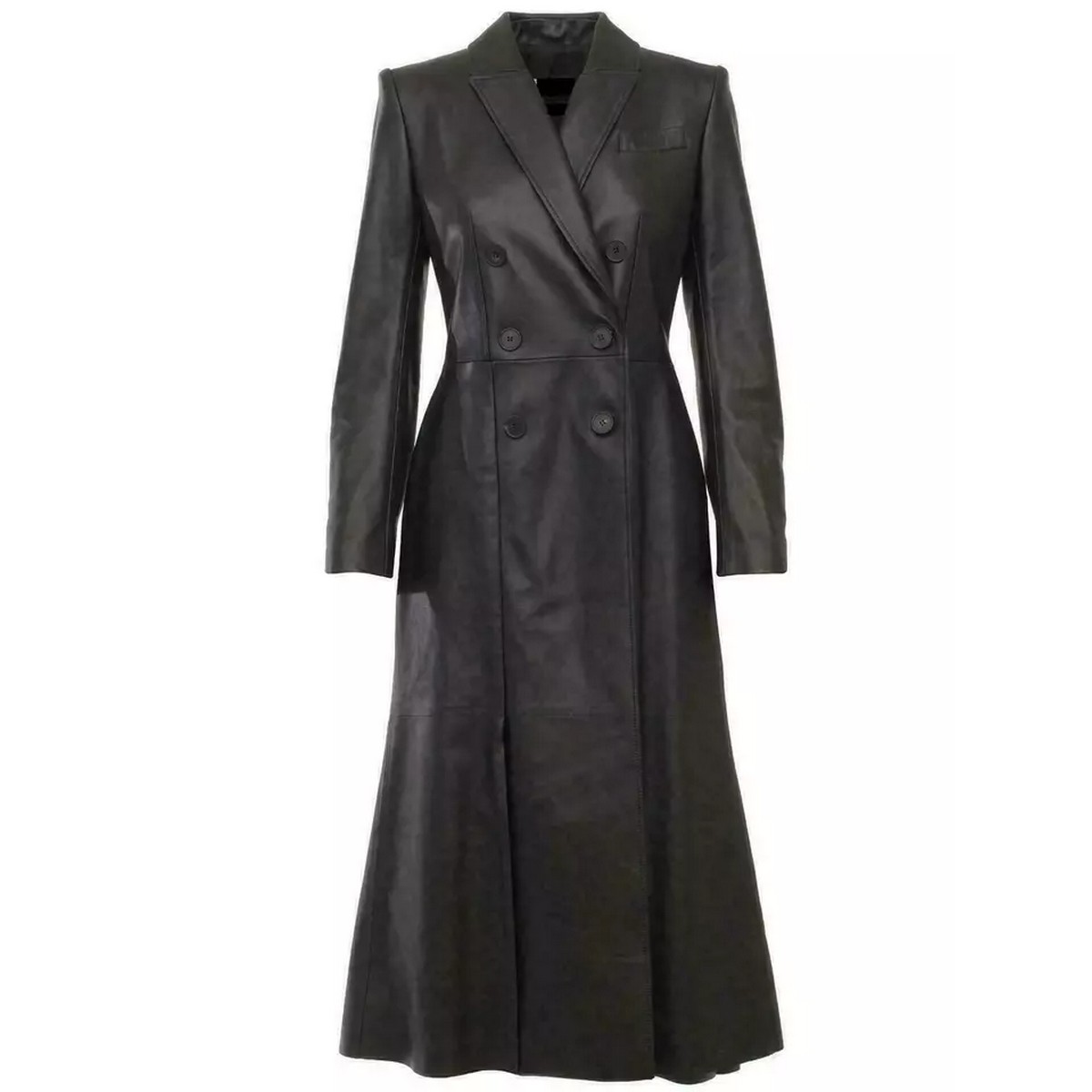 Black Leather Trench Coat for Women