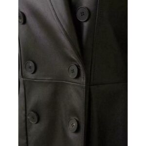 Black Leather Trench Coat for Women