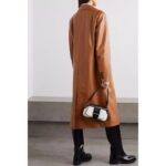 Dark Tan Leather Trench Coat for Women