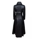 Black Leather Trench Coat for Women