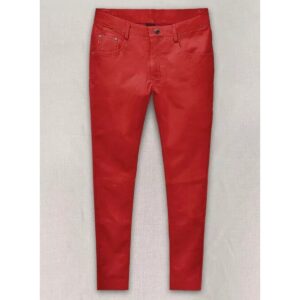 RYAN REYNOLDS Red Leather Pant 100% Lambskin Men Leather Pant Celebrity Leather Pant - Image 2