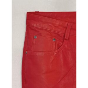 RYAN REYNOLDS Red Leather Pant 100% Lambskin Men Leather Pant Celebrity Leather Pant - Image 3