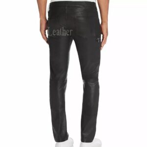 Men's Leather Black Stylish Pant Real 100% Lambskin Slim Fit Causal Leather Pant - Image 2