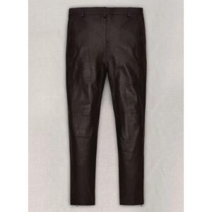 NICK JONAS DARK BROWN LEATHER PANT Pure Lambskin Men Leather Pant Celebrity Pant - Image 4