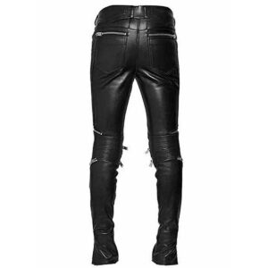 Trendy New Men's Black Leather Pant 100% Pure Lambskin ELECTRIC ZIPPER MONO LEATHER PANTS - Image 2