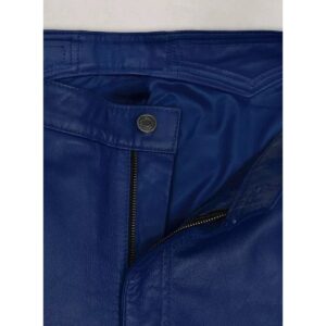 Leather Pant For Men's Genuine Soft BLUE Leather ELECTRIC ZIPPER LEATHER PANT - Image 3